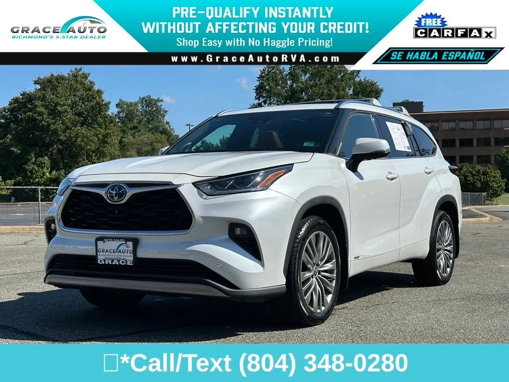 White 2022 Toyota Highlander Hybrid Platinum for sale in Richmond, VA