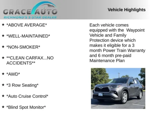 Photos of 2022 Toyota Highlander Hybrid LE for sale in Richmond, VA at Grace Auto Sales