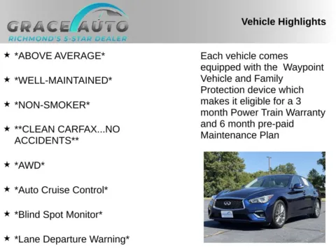 Photos of 2024 INFINITI Q50 LUXE for sale in Richmond, VA at Grace Auto Sales