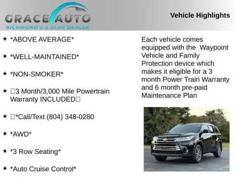 Photos of 2017 Toyota Highlander XLE for sale in Richmond, VA at Grace Auto Sales