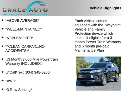 Photos of 2017 Toyota Highlander XLE for sale in Richmond, VA at Grace Auto Sales