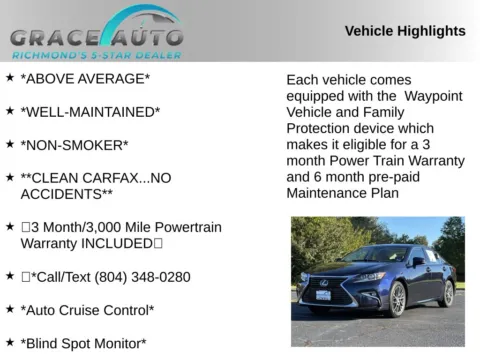 Photos of 2018 Lexus ES 350 for sale in Richmond, VA at Grace Auto Sales
