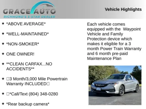 Photos of 2016 Honda Accord EX-L for sale in Richmond, VA at Grace Auto Sales