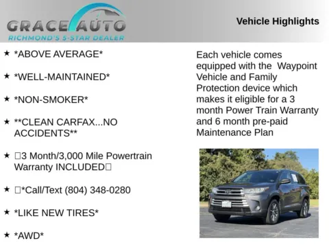 Photos of 2019 Toyota Highlander XLE for sale in Richmond, VA at Grace Auto Sales