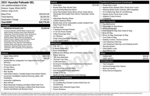 White 2021 Hyundai Palisade SEL for sale in Pensacola, FL