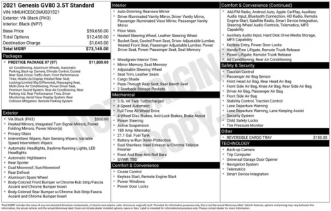 Black 2021 Genesis GV80 3.5T for sale in Pensacola, FL