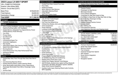 Another view of 2023 Lexus LX 600 F SPORT for sale in Pensacola, FL at Pensacola Used Cars