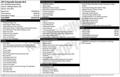 Black 2013 Hyundai Sonata GLS for sale in Pensacola, FL