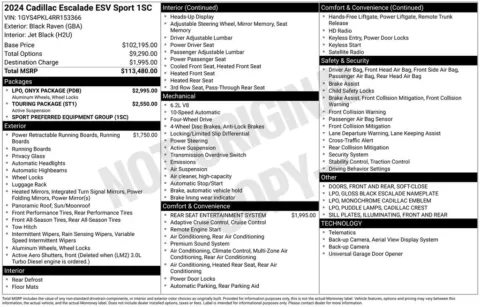 Another view of 2024 Cadillac Escalade ESV Sport for sale in Pensacola, FL at Pensacola Used Cars