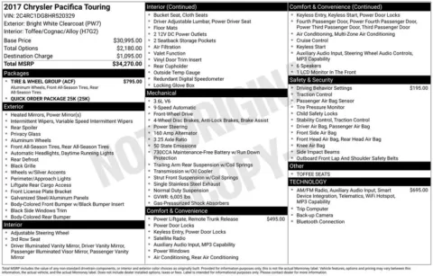 Another view of 2017 Chrysler Pacifica Touring for sale in Pensacola, FL at Pensacola Used Cars