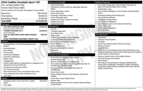 Black 2024 Cadillac Escalade Sport for sale in Pensacola, FL