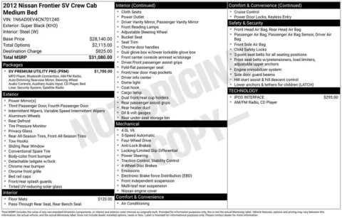 Black 2012 Nissan Frontier SV for sale in Pensacola, FL