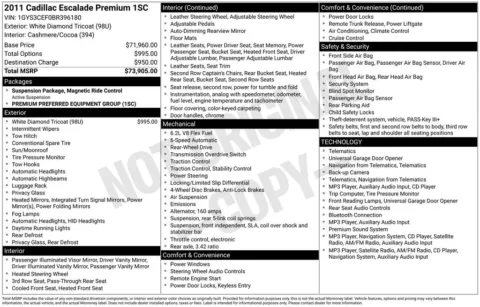 White 2011 Cadillac Escalade Premium for sale in Pensacola, FL