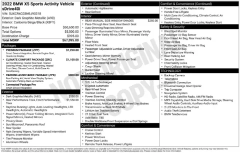 Gray 2022 BMW X5 sDrive40i for sale in Pensacola, FL