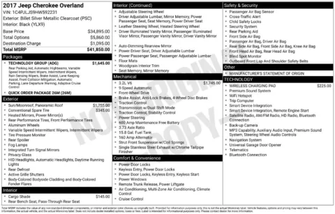 Silver 2017 Jeep Cherokee Overland for sale in Pensacola, FL