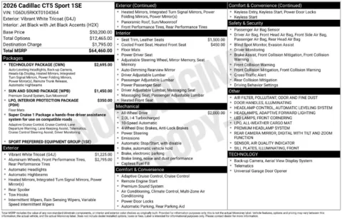 White 2026 Cadillac CT5 Sport for sale in Pensacola, FL