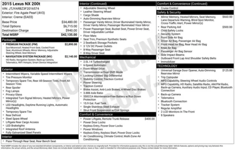 Unknown 2015 Lexus NX 200t for sale in Pensacola, FL