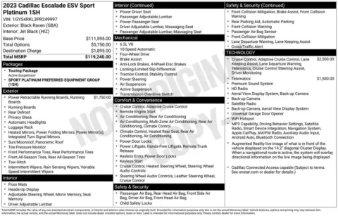 Black 2023 Cadillac Escalade ESV Sport Platinum for sale in Pensacola, FL
