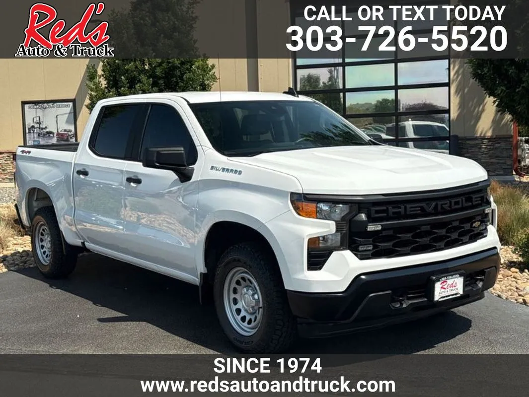White 2024 Chevrolet Silverado 1500 4WD Crew Cab Short Bed WT for sale in Longmont, CO