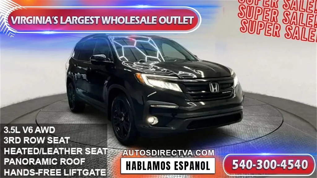 Black 2022 Honda Pilot Black Edition for sale in Fredericksburg, VA
