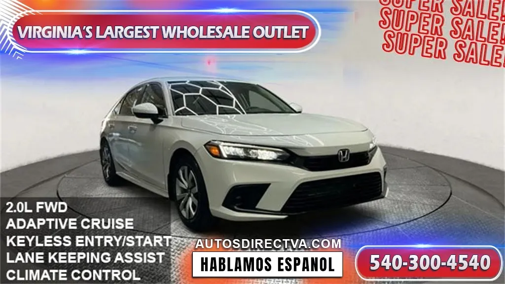 White 2023 Honda Civic LX for sale in Fredericksburg, VA