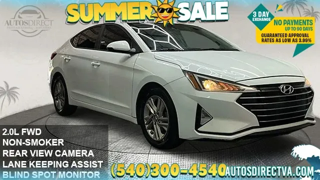 White 2020 Hyundai Elantra SEL for sale in Fredericksburg, VA