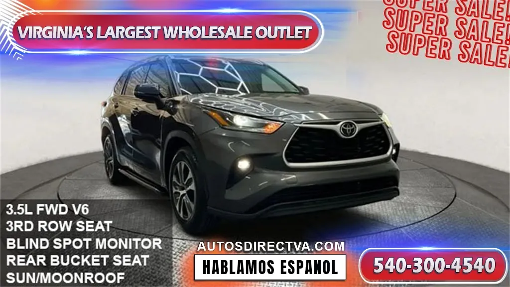 Gray 2021 Toyota Highlander XLE for sale in Fredericksburg, VA