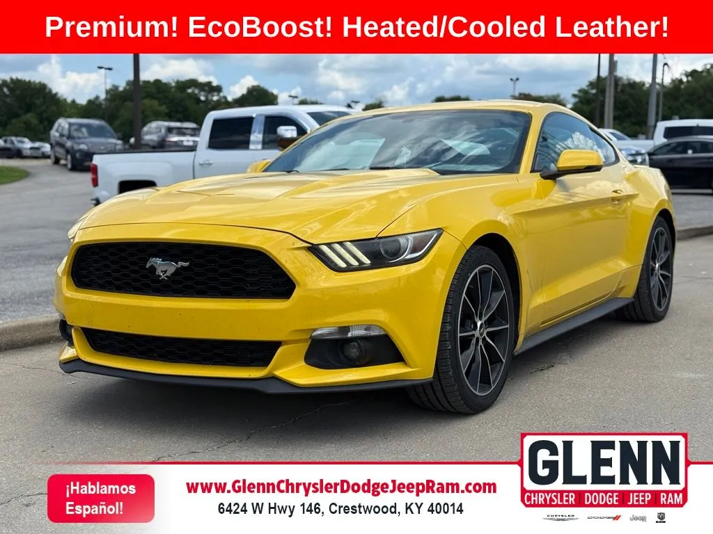 Yellow 2017 Ford Mustang EcoBoost Premium for sale in Crestwood, KY