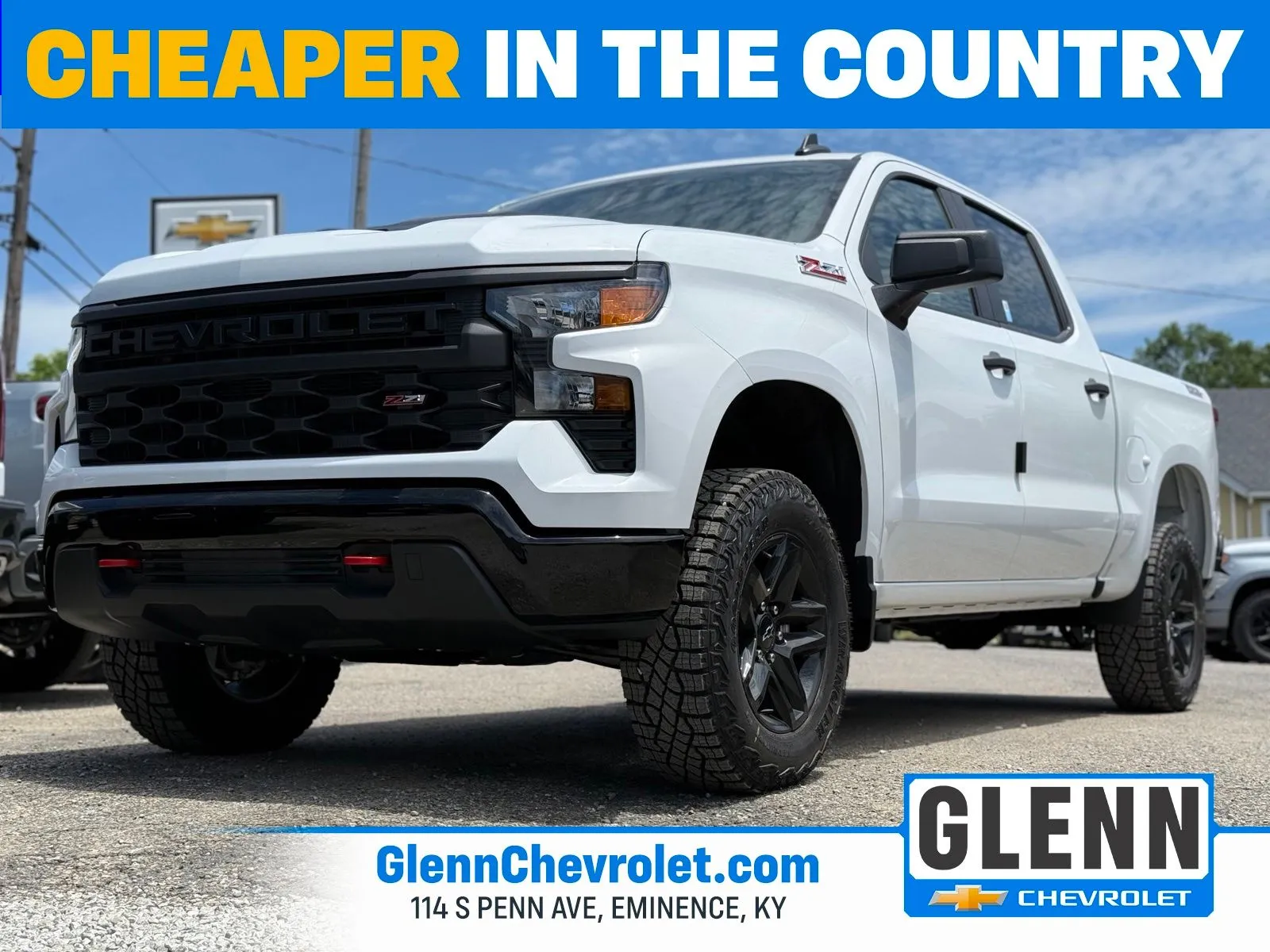 White 2026 Chevrolet Silverado 1500 Custom Trail Boss for sale in Eminence, KY