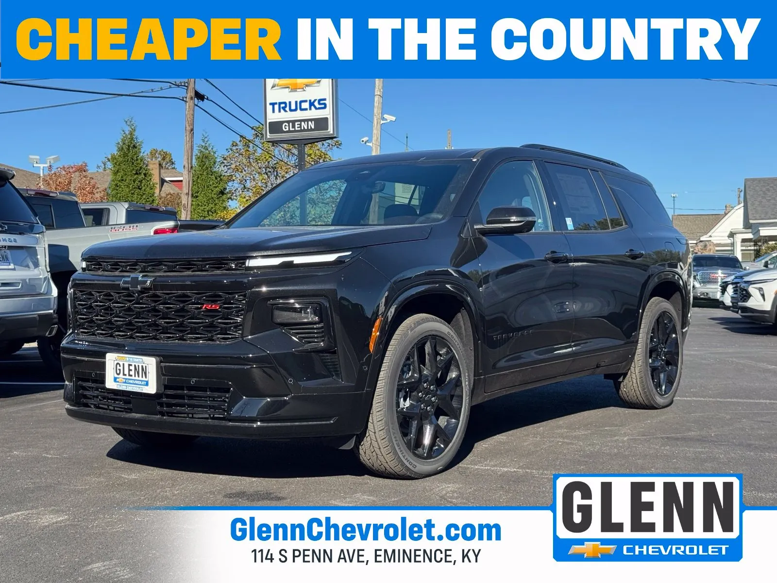 Black 2026 Chevrolet Traverse RS for sale in Eminence, KY