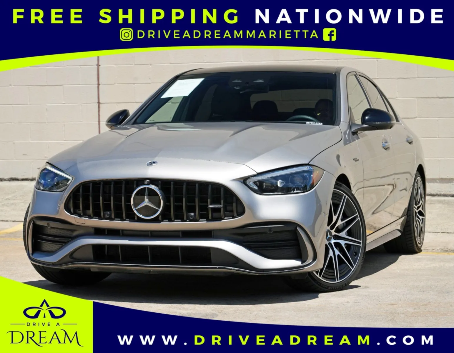 Silver 2023 Mercedes-Benz C-Class AMG C 43 w/ Driver Assist & AMG Night Packages for sale in Marietta, GA