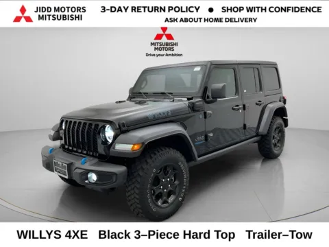 Black 2023 Jeep Wrangler Willys 4xe for sale in Des Plaines, IL