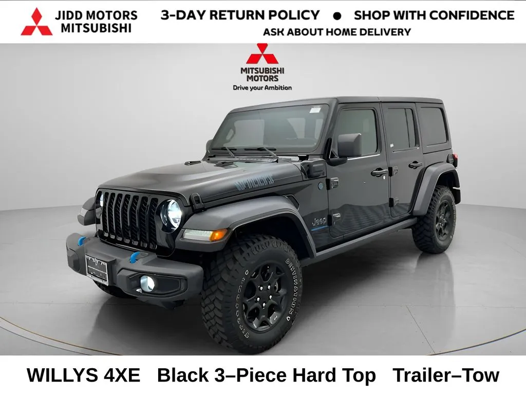 Black 2023 Jeep Wrangler Willys 4xe for sale in Des Plaines, IL
