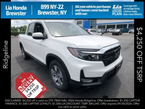 White 2026 Honda Ridgeline RTL for sale in Brewster, NY