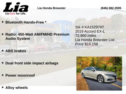 More photos of 2019 Honda Accord EX-L at Lia Honda Brewster, NY