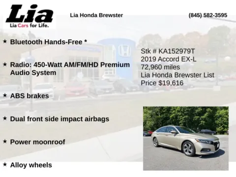 More photos of 2019 Honda Accord EX-L at Lia Honda Brewster, NY