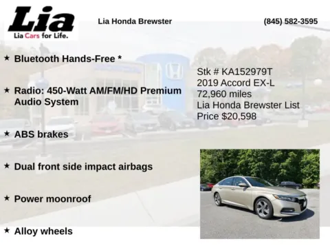 More photos of 2019 Honda Accord EX-L at Lia Honda Brewster, NY