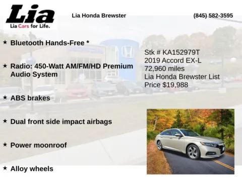 More photos of 2019 Honda Accord EX-L at Lia Honda Brewster, NY