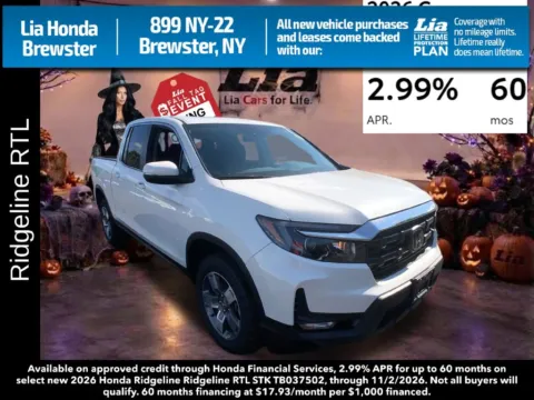 White 2026 Honda Ridgeline RTL for sale in Brewster, NY