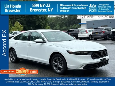 White 2023 Honda Accord EX for sale in Brewster, NY