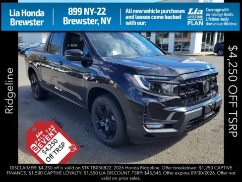 Black 2026 Honda Ridgeline Black Edition for sale in Brewster, NY