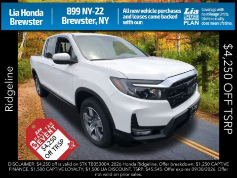 White 2026 Honda Ridgeline RTL for sale in Brewster, NY