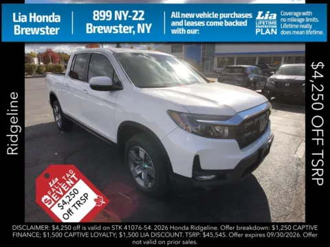 White 2026 Honda Ridgeline RTL for sale in Brewster, NY