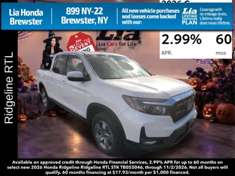 White 2026 Honda Ridgeline RTL for sale in Brewster, NY