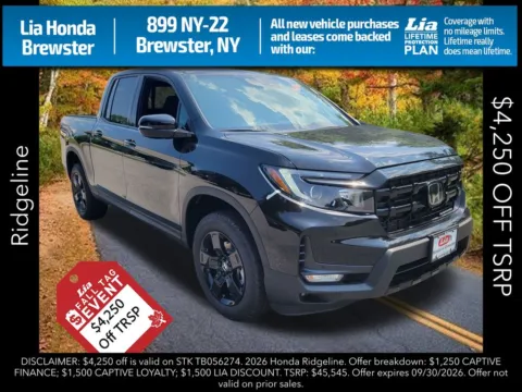 Black 2026 Honda Ridgeline Black Edition for sale in Brewster, NY