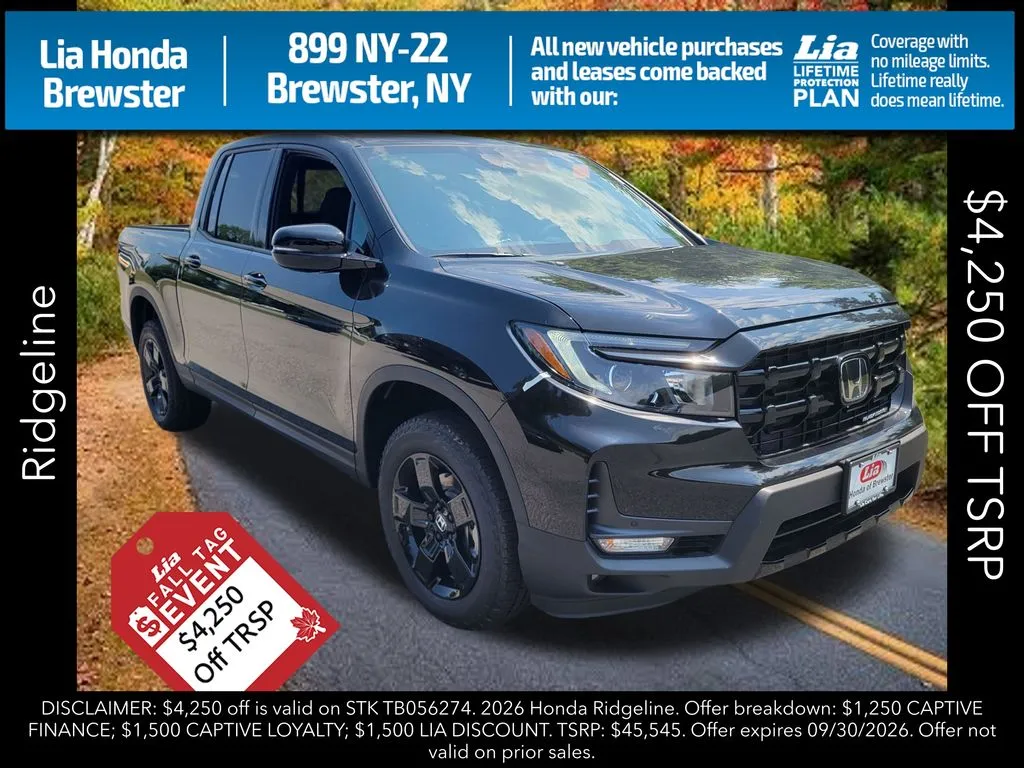 Black 2026 Honda Ridgeline Black Edition for sale in Brewster, NY