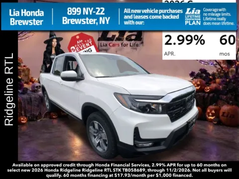 White 2026 Honda Ridgeline RTL for sale in Brewster, NY