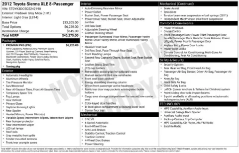 Gray 2012 Toyota Sienna XLE for sale in Frederick, MD