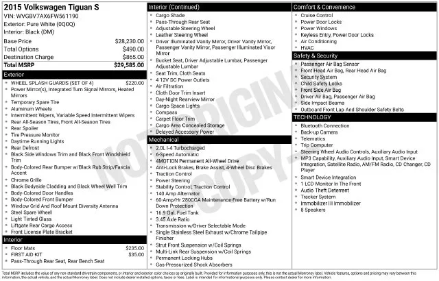 2015 Volkswagen Tiguan S for sale in Frederick, MD