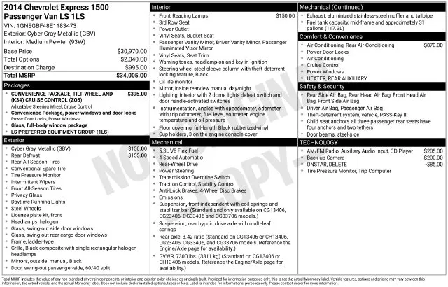 2014 Chevrolet Express 1500 LS for sale in Frederick, MD